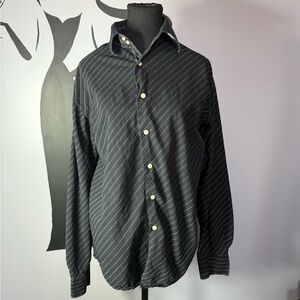 BONGO Men's Charcoal Pinstripe Button Down Shirt